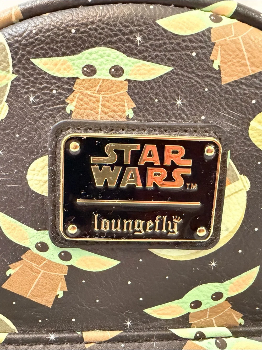 Loungefly Star Wars Grogu Pattern Mini Backpack — Black, Green & Tan